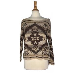 Denim & Supply Ralph Lauren Brown Cream Western Knit Sweater Geometric CA13